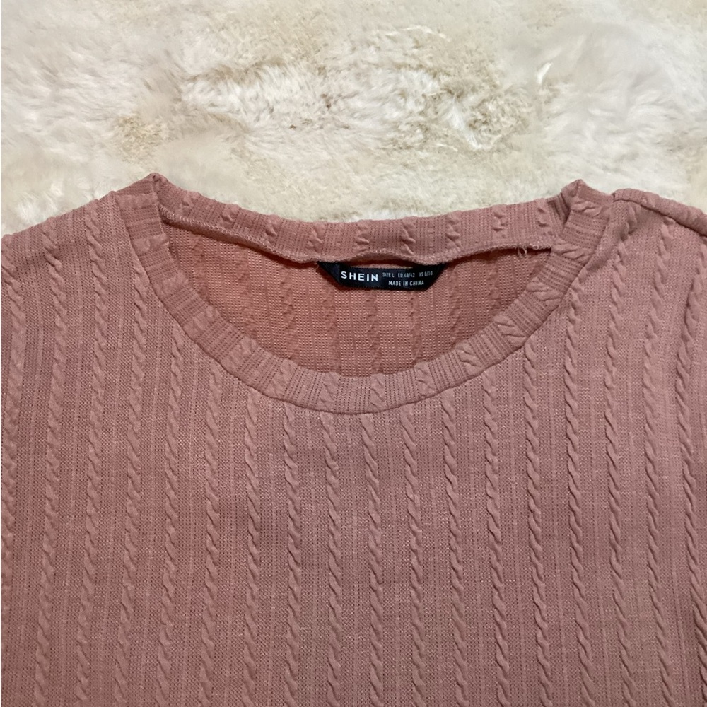 Pink Ribbed Long Sleeve Sweater - Picture 3 of 3